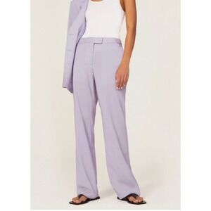 Officine Generale‎ Trousers Women 40 Purple Ilenia Straight Leg Wool Luxury